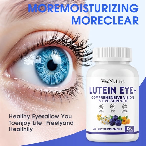 VecNythra Eye Health Support Capsules – For Blue Light, Eye Strain & Night Vision – with Vitamin A, Lutein, Astaxanthin, Bilberry, Goji Berry & Black Pepper Extract, 120 Softgels