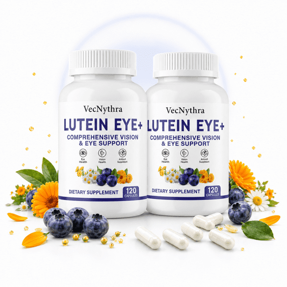 VecNythra Eye Health Support Capsules – For Blue Light, Eye Strain & Night Vision – with Vitamin A, Lutein, Astaxanthin, Bilberry, Goji Berry & Black Pepper Extract, 240 Softgels