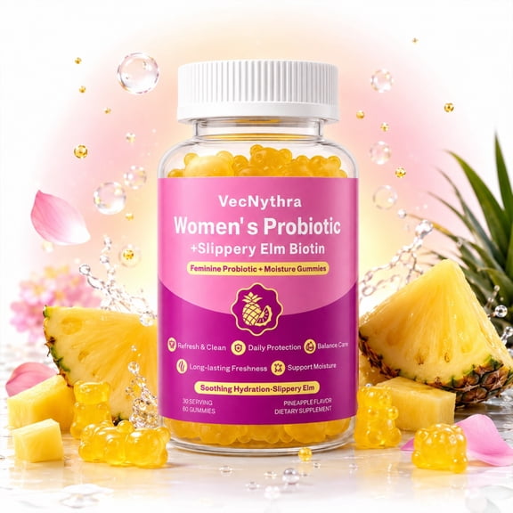 VecNythra Womens Probiotic Gummies Vitamin C & Fruit Powder, Digestive Support Supplement, 60 Count