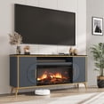 thumbnail image 1 of Vecenuy Fluted Fireplace TV Stand Up to 80" TVs, Modern Entertainment Center with 30" Electric Fireplace, Luxury Media Console with Adjustable Shelves for Living Room, Navy Blue, 1 of 8