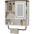 thumbnail image 1 of Vecenuy Modern Bathroom Wall Cabinet with Mirror, Medicine Cabinet over Toilet Storage, Towel Bar, Sliding Door, 3 Lighting Modes & Adjustable Brightness, Antique White, 1 of 8