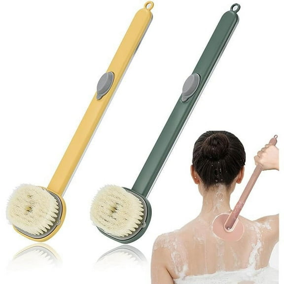 Zenithome 2Pcs Long Handle Bath Massage Cleaning Brush with Soap Dispenser Long Handle Liquid Bath Brush Back for Shower Bath Brush Long Handle for Shower Tools&Home Improvement