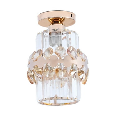 Zenithome 9.09x5.92in Gold Mini Crystal Chandelier Chandelier Crystal Ceiling Light Semi Mount Ceiling Lighting Fixture Modern Crystal Ceiling Lamp