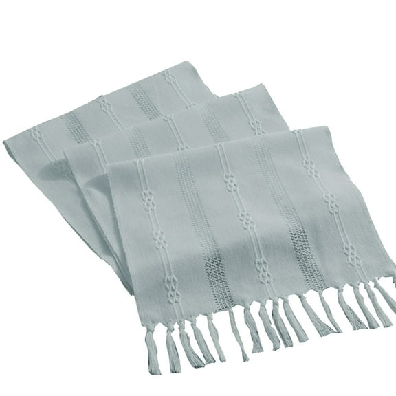 Zenithome Blue Boho Table Runner Rustic Linen Macrame Table Runner with Tassels Woven Table Runner for Bohemian Home Dining Bedroom Table Decoration Home Decors, Gift