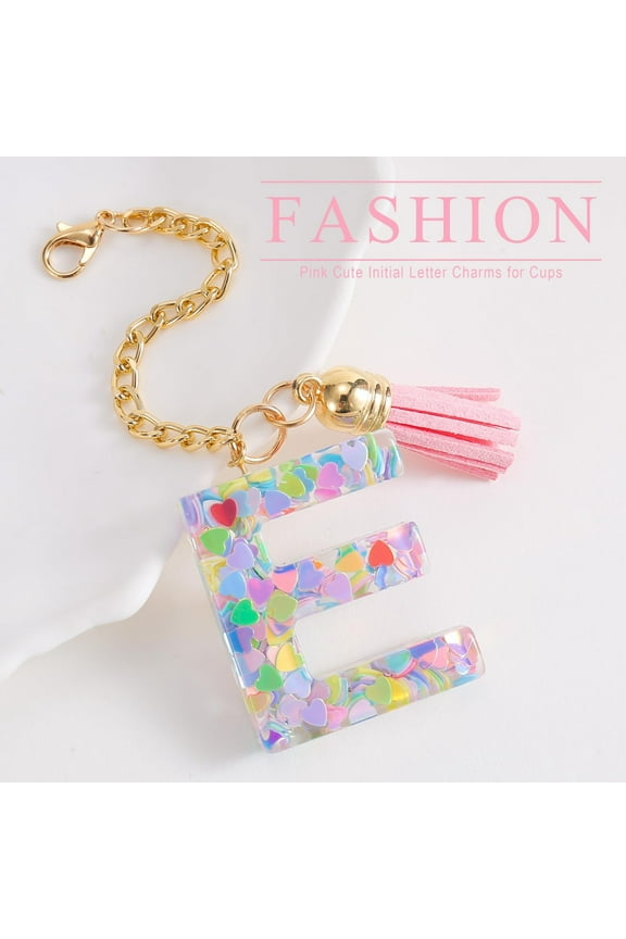 CCINPPY Letter Accessories for Cup 1 PCS Cute Initial Keychain Handle for Tumbler for Women Girls Hanging Ornaments