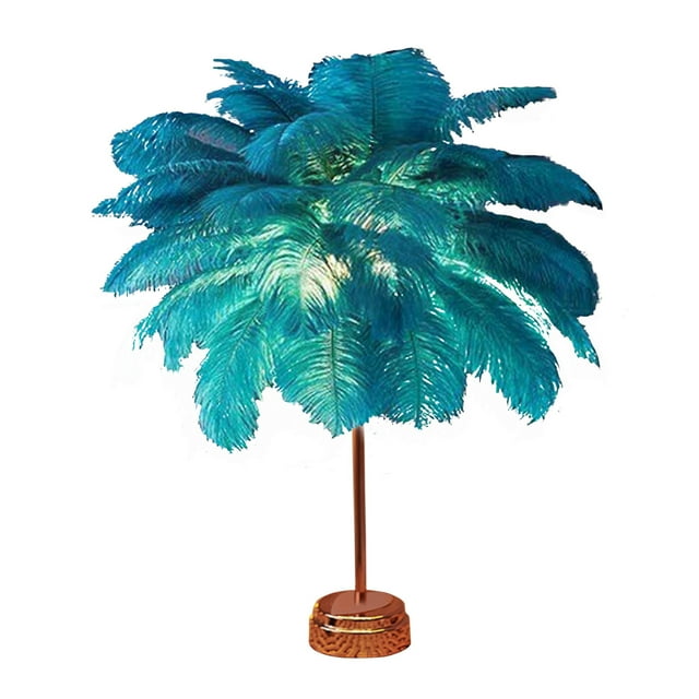 Vecoauto Feather Table Lamp Bedside Lamp Night Light Battery Operated ...