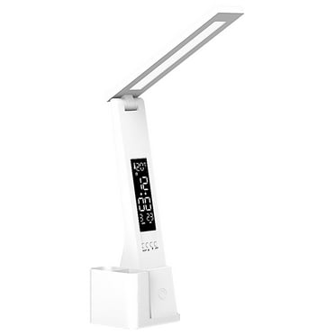 Zenithome New LED Electronic Clock Desk Lamp, Foldable Rechargeable Reading Lamp, 3 Grades Of Colour Temperature Adjustment, Infinitely Dimmable, Desk Lamp with Temperatu Desk Lamp