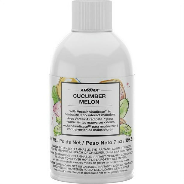 Vectair Systems Airoma Dispenser Fragrance Refill - Aerosol - 6000 ft - Cucumber & Melon - 60 Day - 12 / Carton - Odor Neutralizer