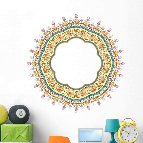 Vector Abstract Circular Floral Wall Decal by Wallmonkeys Peel and Stick Graphic (48 in H x 48 in W) WM51002