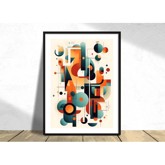 Vector Colorful Figures 2 Graphic Poster, Abstract Modern Eclectic Style, Modern Living Room And Office Decor