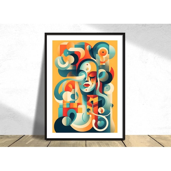 Vector Colorful Figures Graphic Art Figures Poster Abstract Modern Eclectic Wall Decor, Stretched Canvas 16x20in