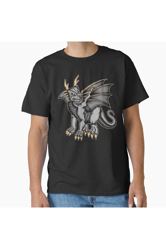 Vector Cool Fantasy Dragon Holiday Creature Illustration Unisex T-Shirt, up to size 5XL