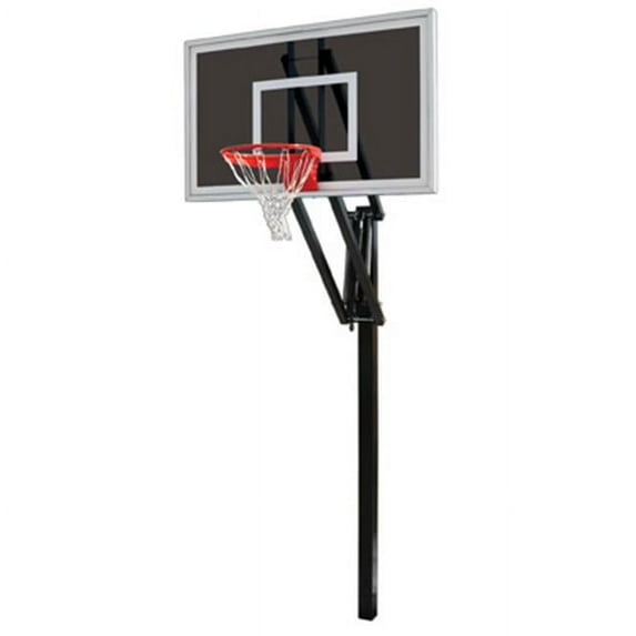 Vector Eclipse Steel-Smoked Glass In Ground Adjustable Basketball System, Brick Red