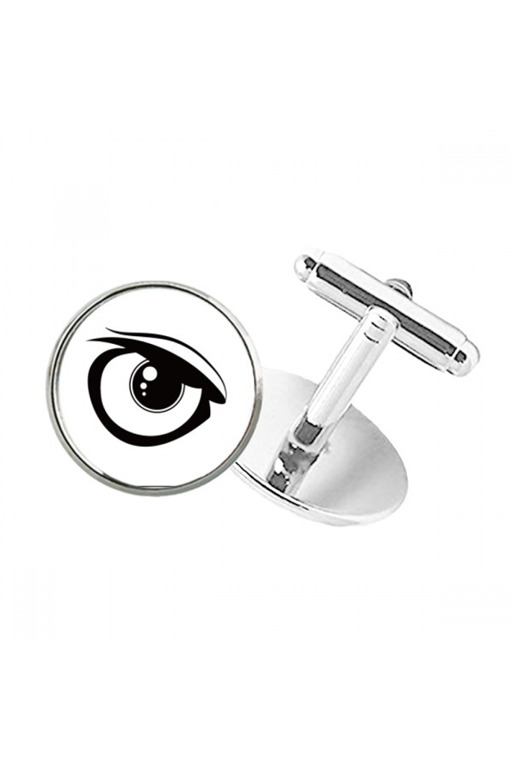 Vector Eye Decoration Black Pattern Round Button Cuff Clip Stud Cufflinks