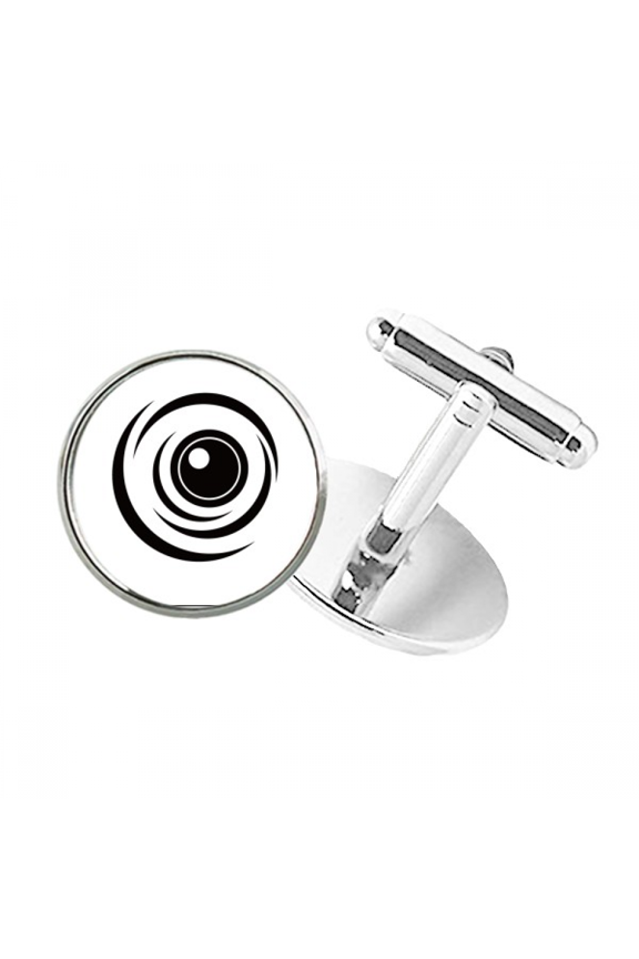 Vector Eye Decoration Pattern Black Round Button Cuff Clip Stud Cufflinks