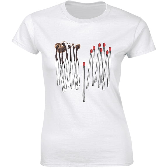 Vector Hand Drawn Burning Match - Graphic Match With Fire Womens T-shirt