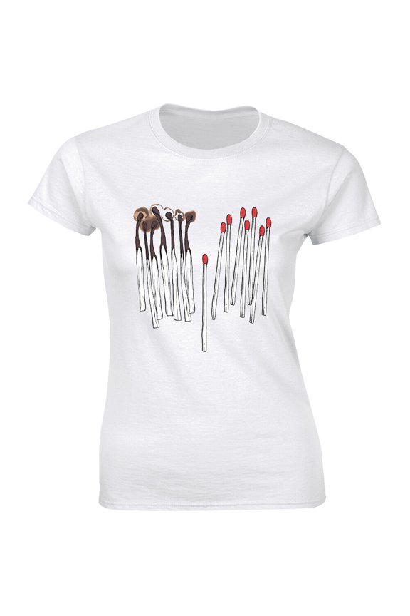 Vector Hand Drawn Burning Match - Graphic Match With Fire Womens T-shirt