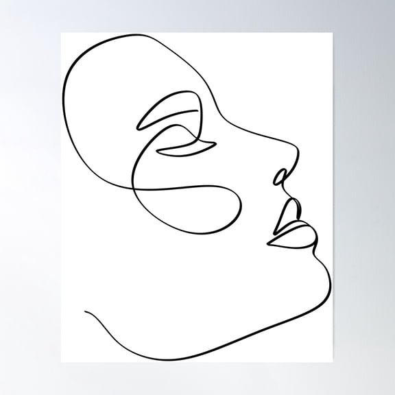 Vector Illustration Of A Woman'S Head.Female Portrait Poster Wall Art, Modern Wall Decor For Living Room Bedroom, 8x12 UNFRAMED