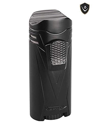 Vector Iron Quad 04 Black Matte Quad Flame Windproof Jet Lighter for Cigars