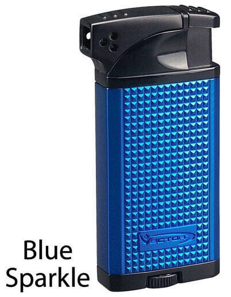 Vector KGM Duke Dual Soft Flame Pipe & Torch Cigar Lighter - Blue Sparkle - 8272
