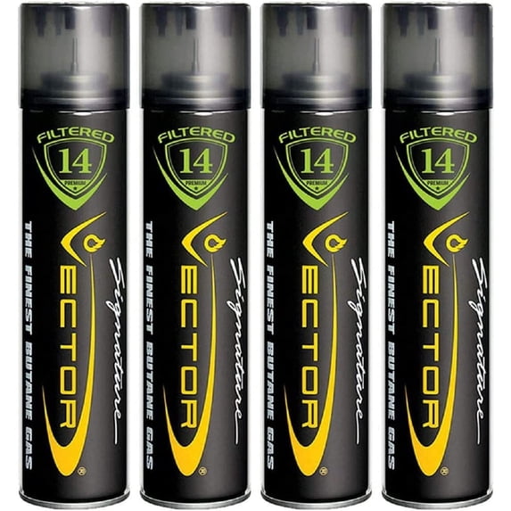 Vector KGM Vector 14x Filtered Premium Refined Fuel Butane Gas Refill (320mL) 4 Cans