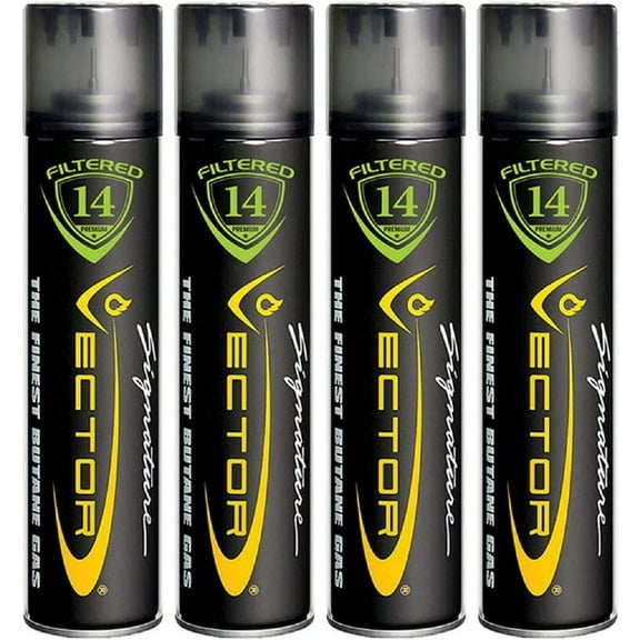Vector KGM Vector 14x Filtered Premium Refined Fuel Butane Gas Refill (320mL) 4 Cans