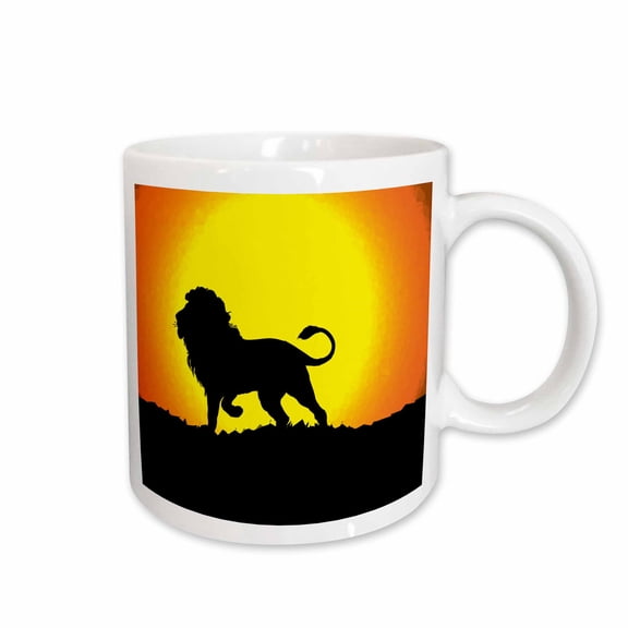 3drose, Vector Lion with Sun in the Background, 15oz Mug
