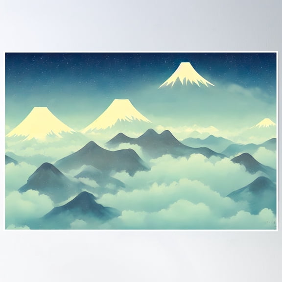 Vector Mountain View Landscape Design Poster Wall Art, Modern Wall Decor, 8x12 UNFRAMED