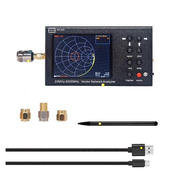 Vector Network Analyzer 23-6200MHz Portable VNA SWR 6G Vector Network Analyzer Reflectometer VNA Type GPS WIFI 2.4G Antenna Analyzer GS-320 ,Field Service