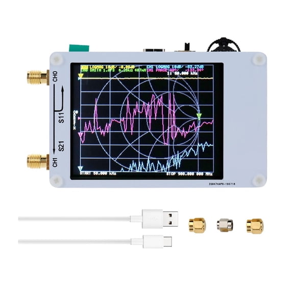 Vector Network Analyzer 50KHz-900MHz Digital Display Touching Screen Shortwave MF HF VHF UHF Antenna Analyzer Standing Waves ,Easy to Operate