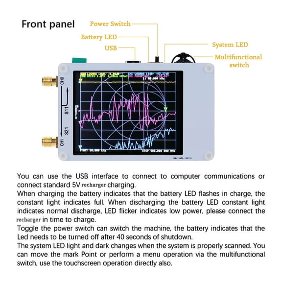 Vector Network Analyzer 50KHz-900MHz Digital Display Touching Screen Shortwave MF HF VHF UHF Antenna Analyzer Standing Waves ,Easy to Use