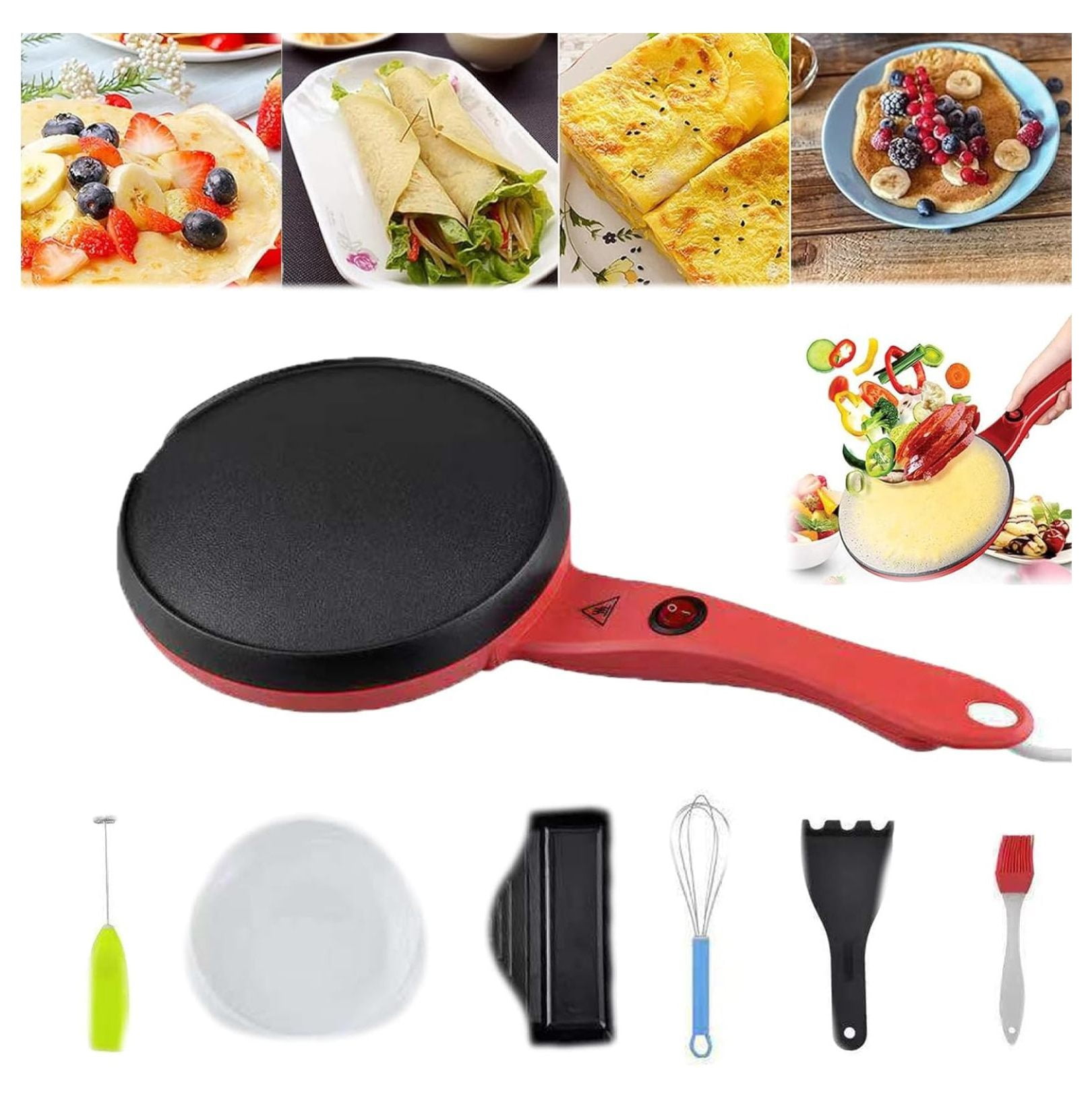 Vector Pancake Maker, Crepe Maker, 7in Portable Nonstick Electric Crepes Pan, Household Non