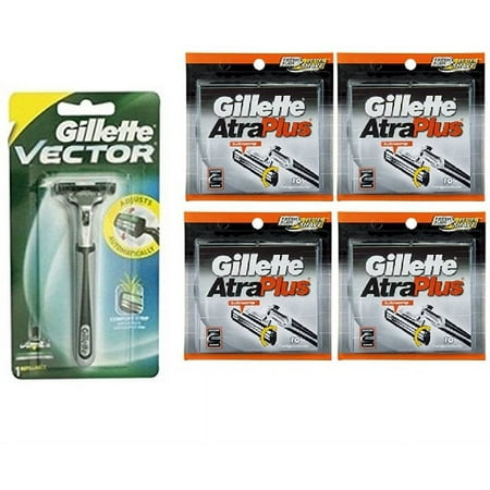 Vector Plus Razor Handle + Atra Plus Refill Razor Blades 10 ct. (Pack of 4)