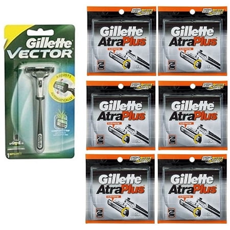 Vector Plus Razor Handle + Atra Plus Refill Razor Blades 10 ct. (Pack of 6)