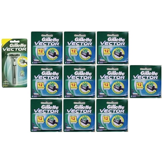 Vector Plus Razor Handle + Vector Plus Refill Razor Blades 4 ct. (Pack of 10)
