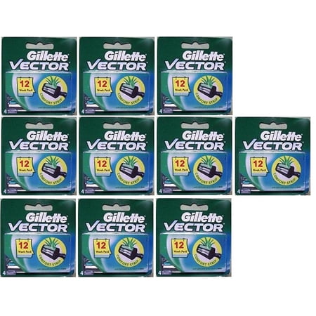 Vector Plus Refill Razor Blades 4 ct. (Pack of 10) + Schick Slim Twin ST for Dry Skin