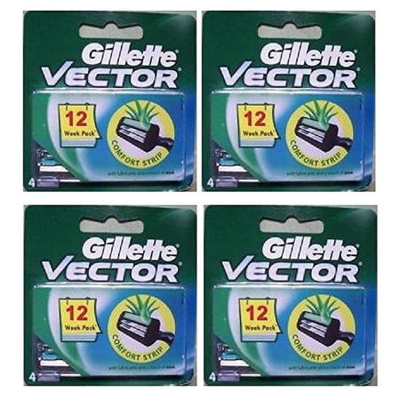 Vector Plus Refill Razor Blades 4 ct. (Pack of 4) + Schick Slim Twin ST for Sensitive Skin
