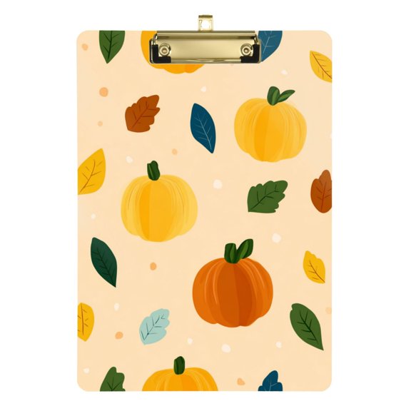 Vector Pumpkin Leaves Thanksgiving Day Acrylic Clipboard Drawing Board with Hook Writing Pad File Storage A4 Size Gold 12.5" x 9"