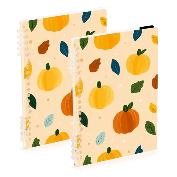 Vector Pumpkin Leaves Thanksgiving Day Notebook Detachable Coil Notebook Diary Plan Book A5 Size 60 Pages 1 Pack