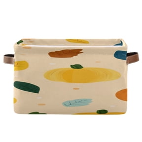 Vector Pumpkin Leaves Thanksgiving Day Square Storage Bins with Handles Collapsible Containing Box 1 Pack