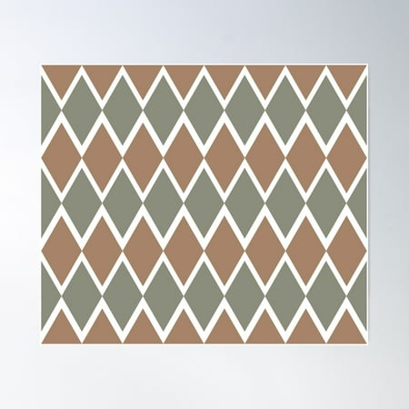 Vector Seamless Diamond Earth Tone Pattern Poster Wall Art, Modern Wall Decor For Living Room Bedroom, 12x18 UNFRAMED