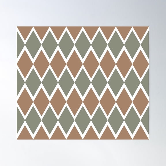 Vector Seamless Diamond Earth Tone Pattern Poster Wall Art, Modern Wall Decor For Living Room Bedroom, 12x18 UNFRAMED