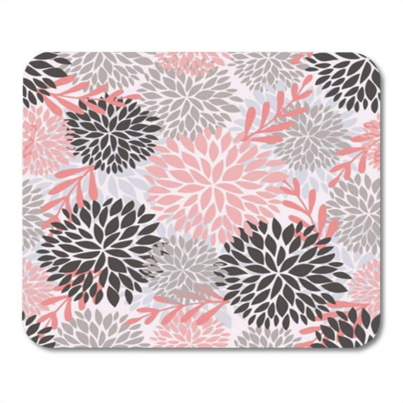 Vector Seamless Pattern with Flowers and Leaves in Light Pink Mousepad Mouse Pad Mouse Mat 9x10 inch
