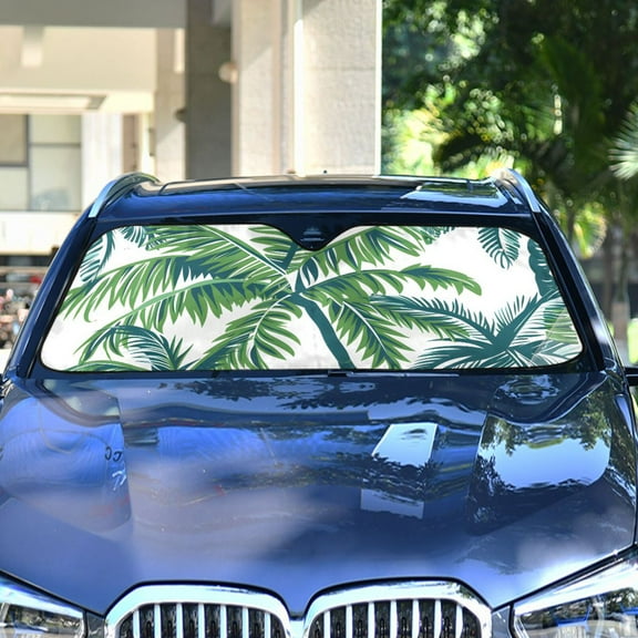 Vector Seamless Tropical Pattern with Palm Tree and Leaves Automotive Front Car Windshield Sun Shade Reflector Foldable for Front Fit for Cars Truck SUVs