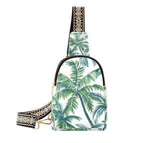 Vector Seamless Tropical Pattern with Palm Tree and Leaves Crossbody Bags Backpack Chest Bag Shoulder Bag Waist Bag for Outdoor Travel Hiking Fitness Cycling