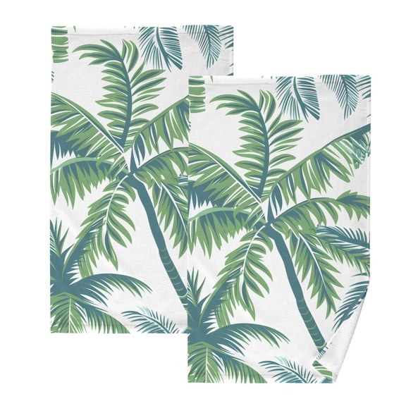 Vector Seamless Tropical Pattern with Palm Tree and Leaves Hand Towel Bath Towels Face Towels Cotton Absorbent for Home Hotel Spa Swimming Yoga Sports Decorative Towel Set of 2