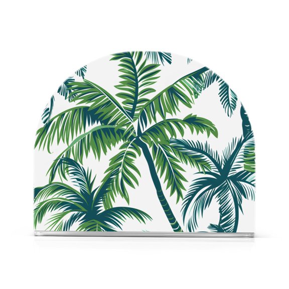 Vector Seamless Tropical Pattern with Palm Tree and Leaves Napkin Holder for Table Clear Napkin Stand Paper Holder Acrylic Organizer Dispenser Napkins for Dinner Kitchen Restaurant Room