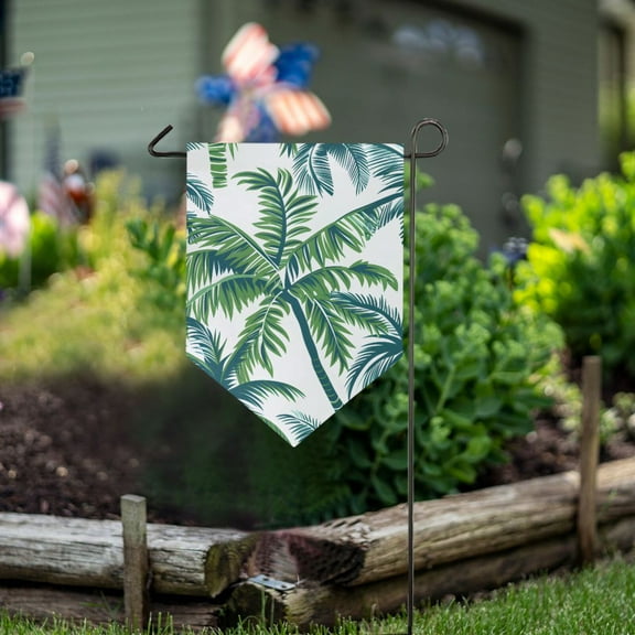 Vector Seamless Tropical Pattern with Palm Tree and Leaves Garden Flag 18" x 12.5" Double Sided Yard Lawn Outdoor Decor Small Yard Flags