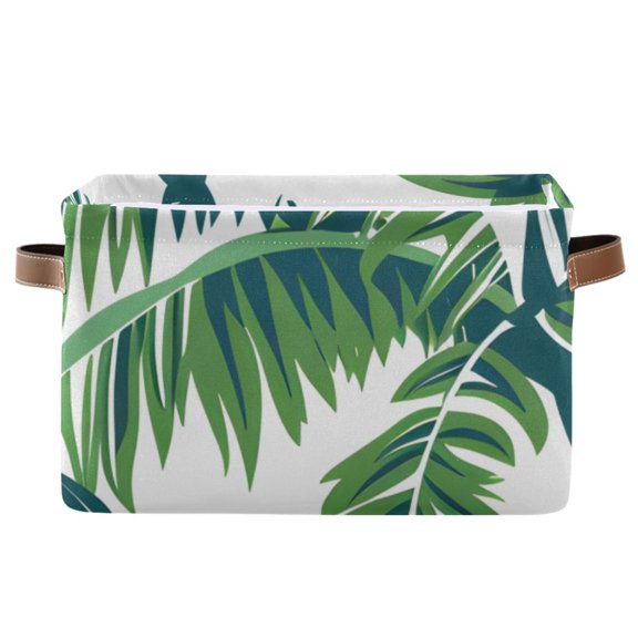 Vector Seamless Tropical Pattern with Palm Tree and Leaves Storage Bins Baskets With Handles Storage Box Clothes Organizer Organization Toys