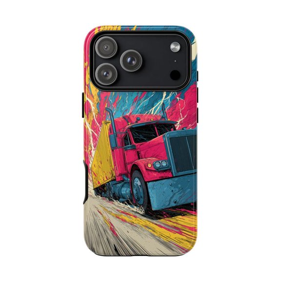 Vector Truck Driving Dynamic Color Graphic Style Art Case iPhone 17 to 11 Pro Max